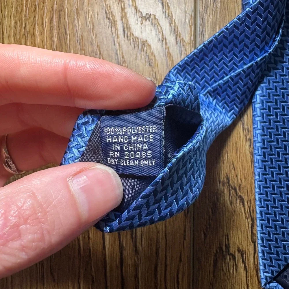 Pierre Cardin Mens Blue Geometric formal Pattern Necktie Hand‎ Made